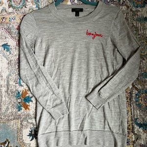 J.Crew Tippi Sweater with Bonjour Detail